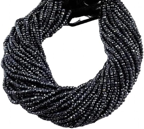 Black Spinel Silver Coated Rondelle – Beads Measure 3-4mm 13 inch Long lot of 10 Strands CHIK-STRD-96411