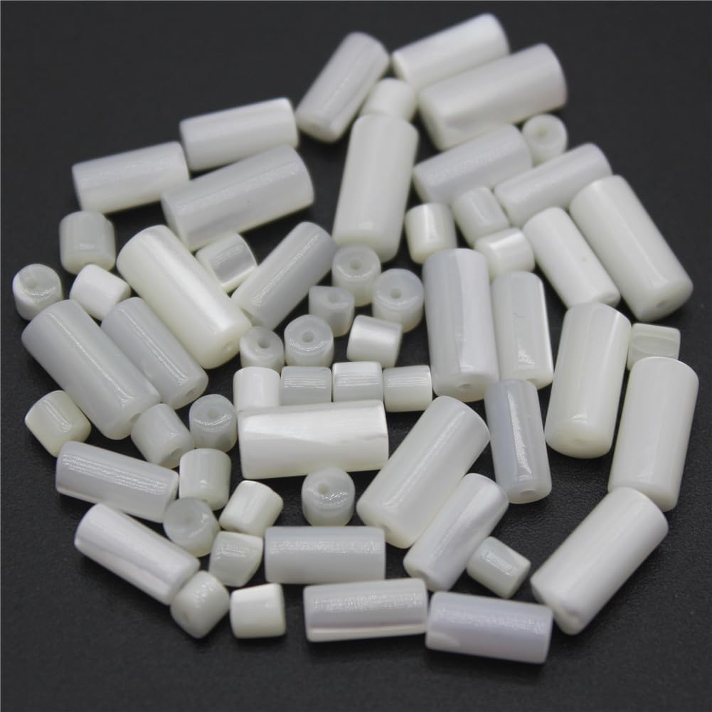 Natural Shell Beads White Mop Straight Tubular Loose Spacer Bead for Jewelry Making DIY Necklace Earring 4X8mm 1000 Pieces