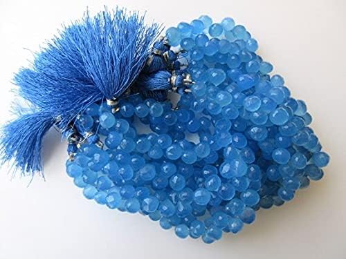 7 inch Strand of Natural Chalcedony 8mm Onion Faceted briolette Beads for DIY Jewelry Making. |BRIO_01837