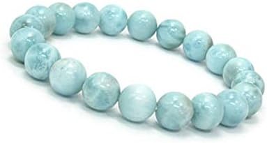 AAA++ Rare Quality 8mm Larimar Bracelet, Natural Larimar Bracelet, Mens Womens Gift Bracelet, Genuine Larimar Jewelry Bracelet, Blue Gemstone Beads Bracelet Code- WAR900