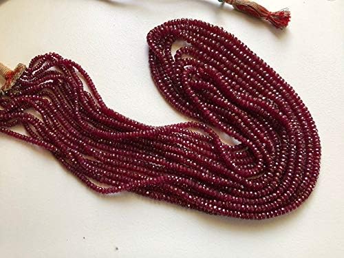 8 strands longido ruby faceted beads, 2-5mm natural ruby faceted rondelles, 16-24 inches descending genuine ruby necklace
