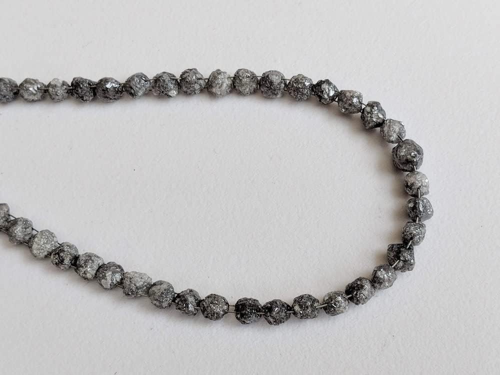 4-5-5mm Perfect Natural Round Gray Raw Diamond, Rough Diamond Rondelle Bead Side Drilled, Double Drilled Diamond Bracelet - (5Pcs To 10Pcs), 4.5-5 MM Approx.