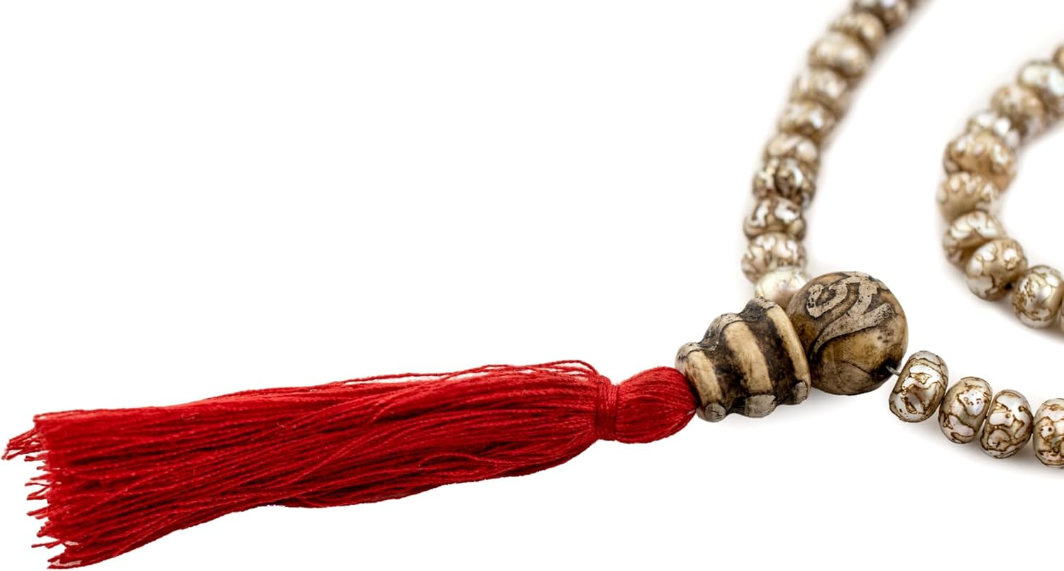 The Bead Chest Carved Mother-of-Pearl Prayer Beads: Handcrafted Iridescent Shell Beads for Creative Projects