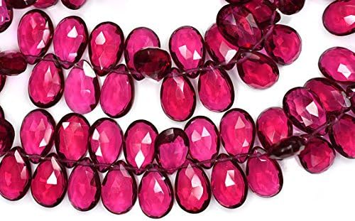 13 inch natural beads strand of 9x14mm faceted pear rubelite pink quartz gemstone briolletes beads for DIY jewelry - necklace, bracelet, earring, ring.