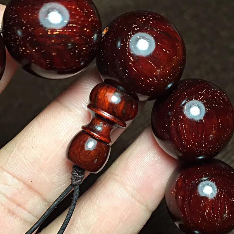 Mascot Wooden Crafts Wood Carving Art Wood Decoration Artwork 印度小叶紫檀2.0 * 12颗手串酒红色老料多星金星闪闪发亮泥料玻璃底(小叶紫檀手串)