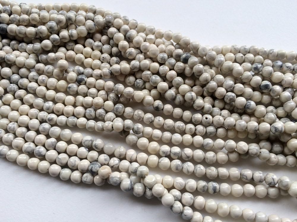 Women's 6 mm Howlite Plain Round Beads, Natural Howlite Plain Ball Beads, 13 Inch Howlite Plain Round Beads For Jewelry (1ST To 5ST Options)