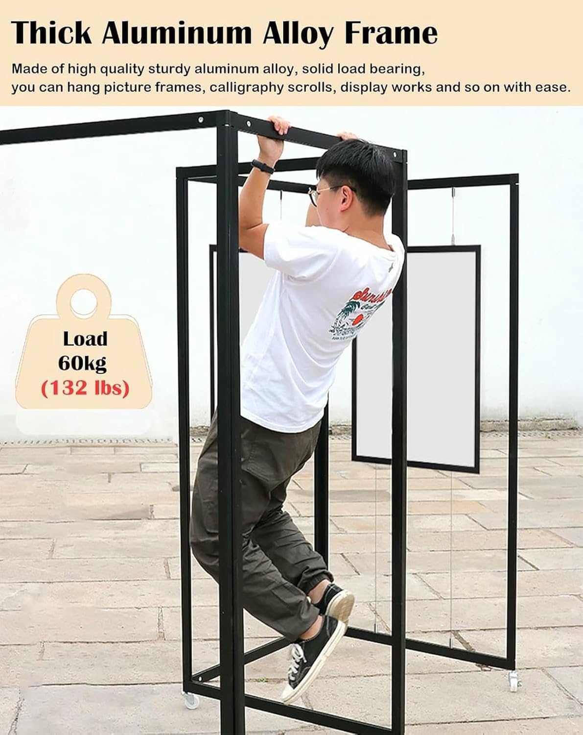 Picture Hanging Exhibition Display Stand with Stable Base, Freestanding Double-Sided Painting Show Rack for Art Gallery, Craft Fair, Booth (3pcs-60x150cm(23 5/8