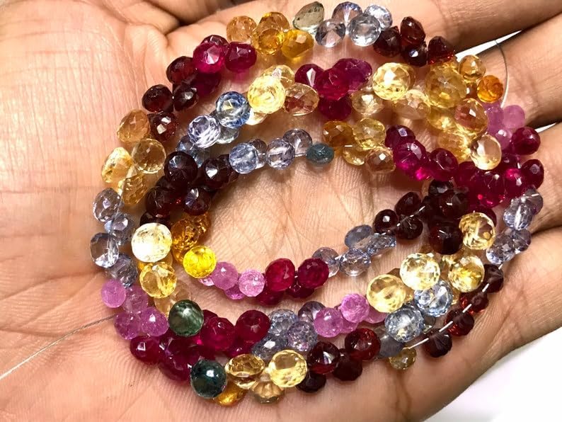 Natural Multi Onion Faceted Beads 4x6 18 inch Long String Jewelry Making Gemstone Beads for Necklace Bracelet
