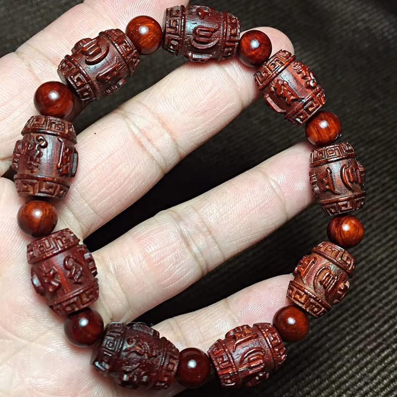 小叶紫檀雕刻六字箴言 佛珠手串高油密 搭配0.8隔珠(小叶紫檀雕刻六字箴言)