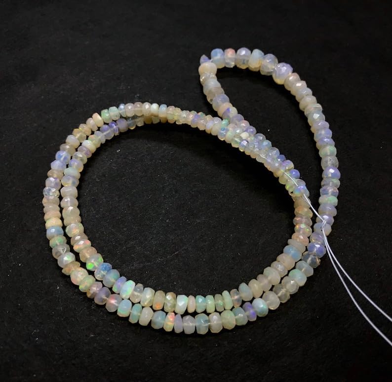 Natural Opal RONDELLE Faceted Beads 3.5-5mm 18 inch Long String Jewelry Making Gemstone Beads for Necklace Bracelet