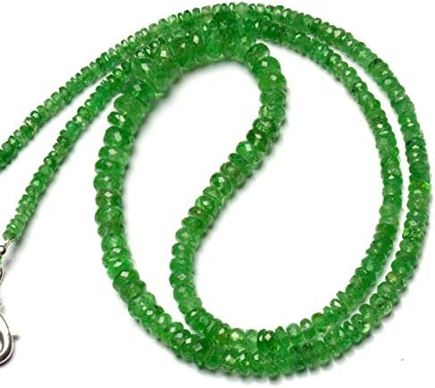 Natural Gemstone Tsavorite Faceted 3 to 8MM Big Size Rondelle Beads 19 Inch Full Strand Very Rare Gem Beads Necklace Green Garnet
