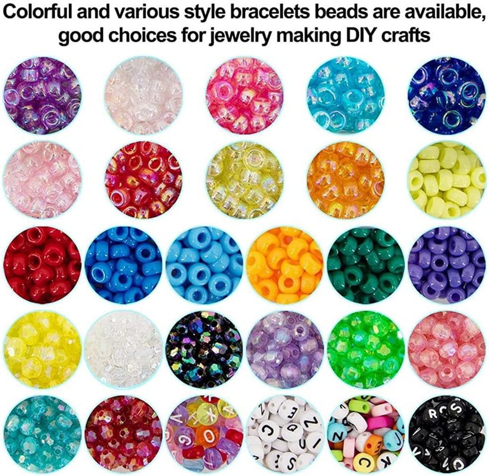 1680 Pieces Beads Bracelet Multicolor Letter Alphabet Beads with Strings Tweezers for Jewelry Making DIY Crafts