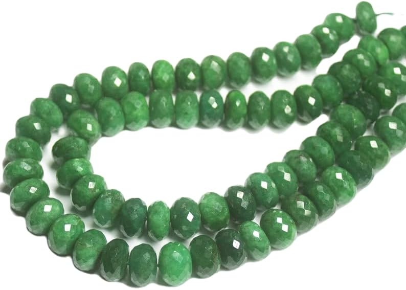 13 inch Strand of Natural gem Green Emerald, 12mm Rondelle Faceted Beads for DIY Jewelry Making. | Beads_04194
