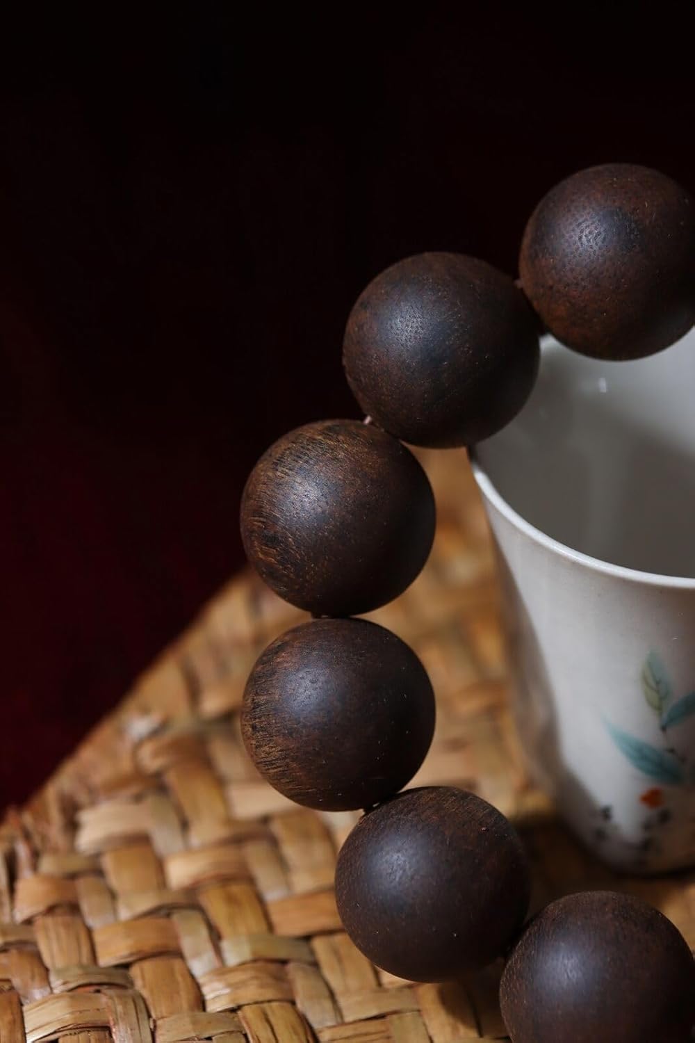 Agarwood 21mm*12pcs China Hainan Top Purple Chess Agarwood Skewers Buddha Beads Rosary