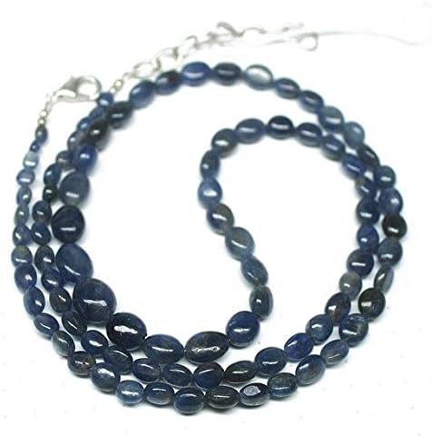 1 Strand Blue Sapphire Oval Smooth 20'' Long Strand Gemstone Beads, Jewelry Supplies for Jewelry Making, Bulk Beads, for Meditation Jewellery for Reiki Healing Mystic Gemstone 4mm to 9mm