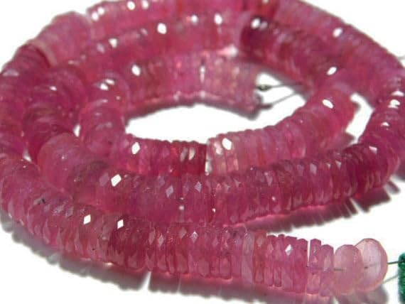 BEADS GEMSTONE 388 carat-AAA SUPERB Ruby Micro Cut LARGE Micro Cut wheel Rondelles- 16 Inch Long Strand -Stones measure- 8-8.50mm Code-HIGH-7594