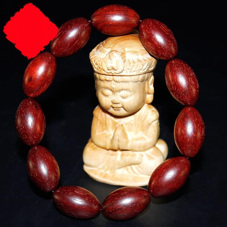 Mascot Wooden Crafts Wood Carving Art Wood Decoration Artwork 印度小叶紫檀枣珠收藏 紫檀桶珠佛珠(小叶紫檀橄榄手串20*13)