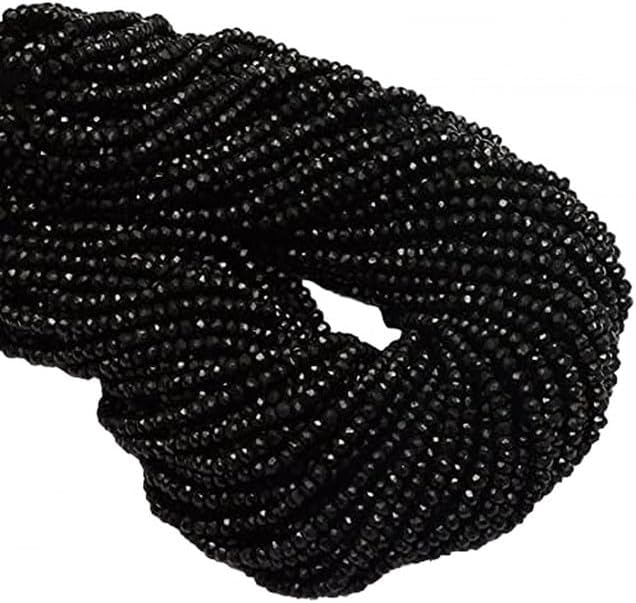 Natural Black Spinel Micro Faceted 3MM Rondelle Beads 13