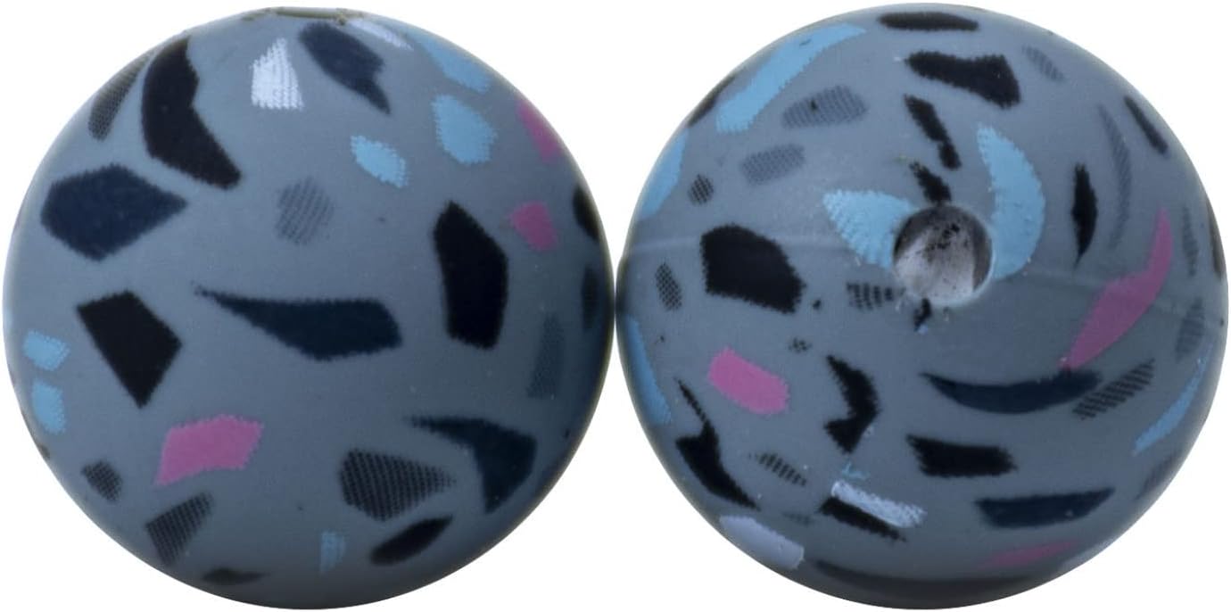 Silicone Beads Bulk 15mm DIY Necklace Bracelet Keychain Making Craft Set Jewelry, Leopard Prints Cow Silicone Beads Bulk Round Bead Loose with Accessories 10 Pieces (Green)