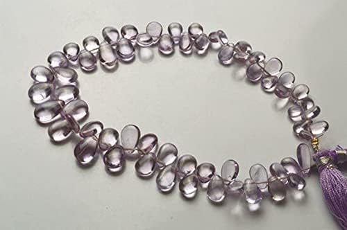 8 inch Strand of Natural Amethyst 7-12mm pear Smooth briolette Beads for DIY Jewelry Making. |BRIO_00294