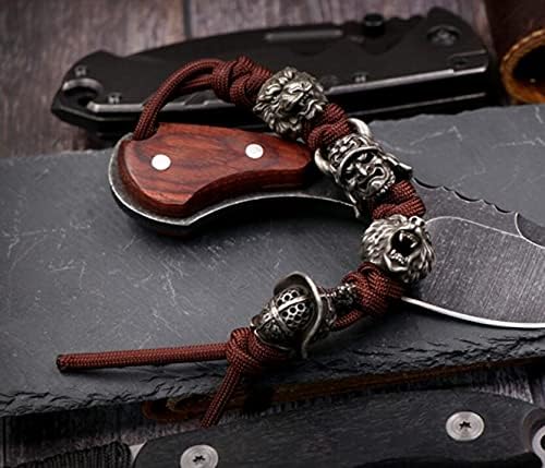 EDC Solid Brass Tiger Head Pendant Parachute Paracord Cord Tool Lanyard Bead zipper pull Gift 925 silver)