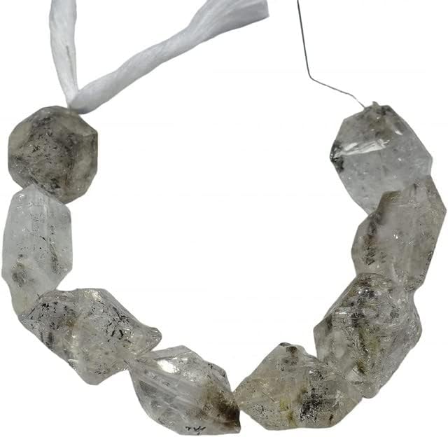 AA White Salt and Pepper Herkimer Diamond Quartz Nugget 23mmx13mm-20mmx13mm Straight Drilled Bead Large Hole 1.00 mm Herkimer Nugge CHIK-STNRD-20023