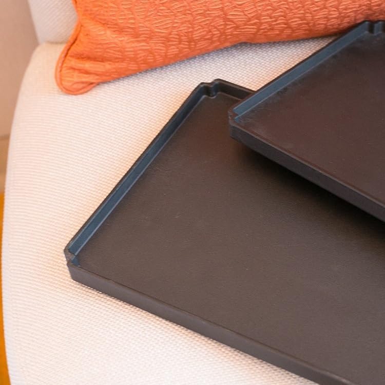 Foodtray Hotel Tea Tray Household Water Cup Rectangular Large and Medium Table Frosted Light Luxury Square Dining Serving(C)