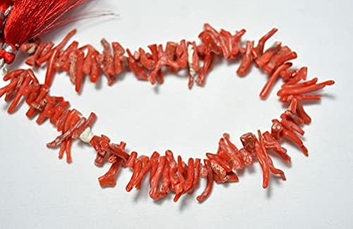 Natural Coral Sticks, 8mm - 17mm Beads, Coral Smooth Stick Pencil Beads, Gemstone for Jewelry, 10 Inches Strand
