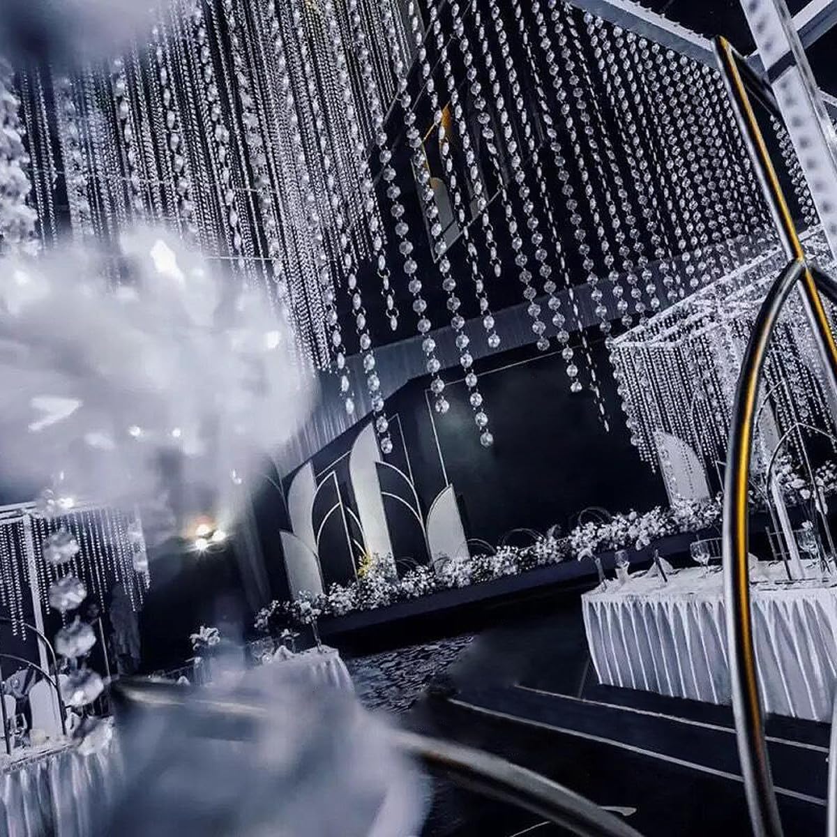 ECYC Ltd 328 FT Glass Crystal Beads Chain 14mm Clear Octagon Beads Garland Strands Hanging Beaded Curtain Trim Chandelier Prisms Gem Bead Chain Bead Strings for Home Wedding Christmas Decoration