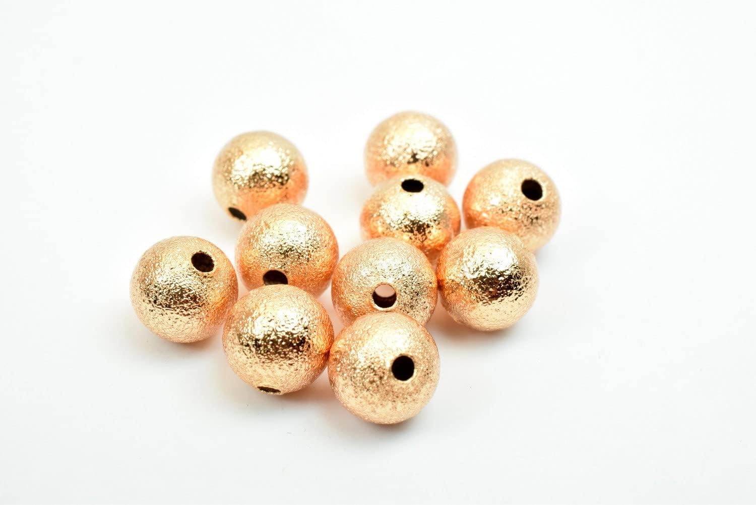 Beaded Jewelry 8mm Rose Gold Filled EP Stardust Round Ball Bead, Rose Gold Filled Spacer Findings GF3322R