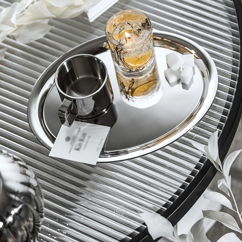 Tray Decor Simple Light Luxury Wine Glass Tray Stainless Steel Tableware Dessert Snack Tray Ornaments Tray Food Tray