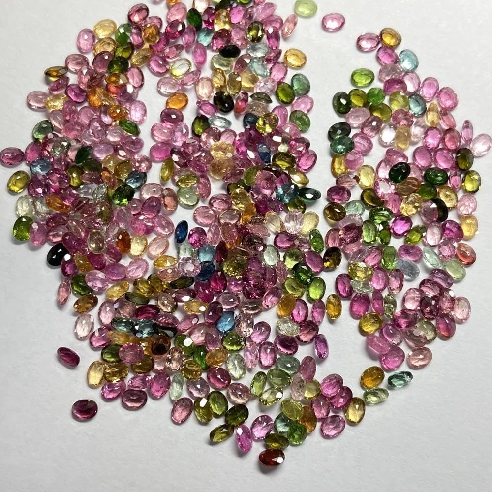 Natural Tourmaline Loose Gemstones Mixed Colors Oval Shape for Jewelry Making