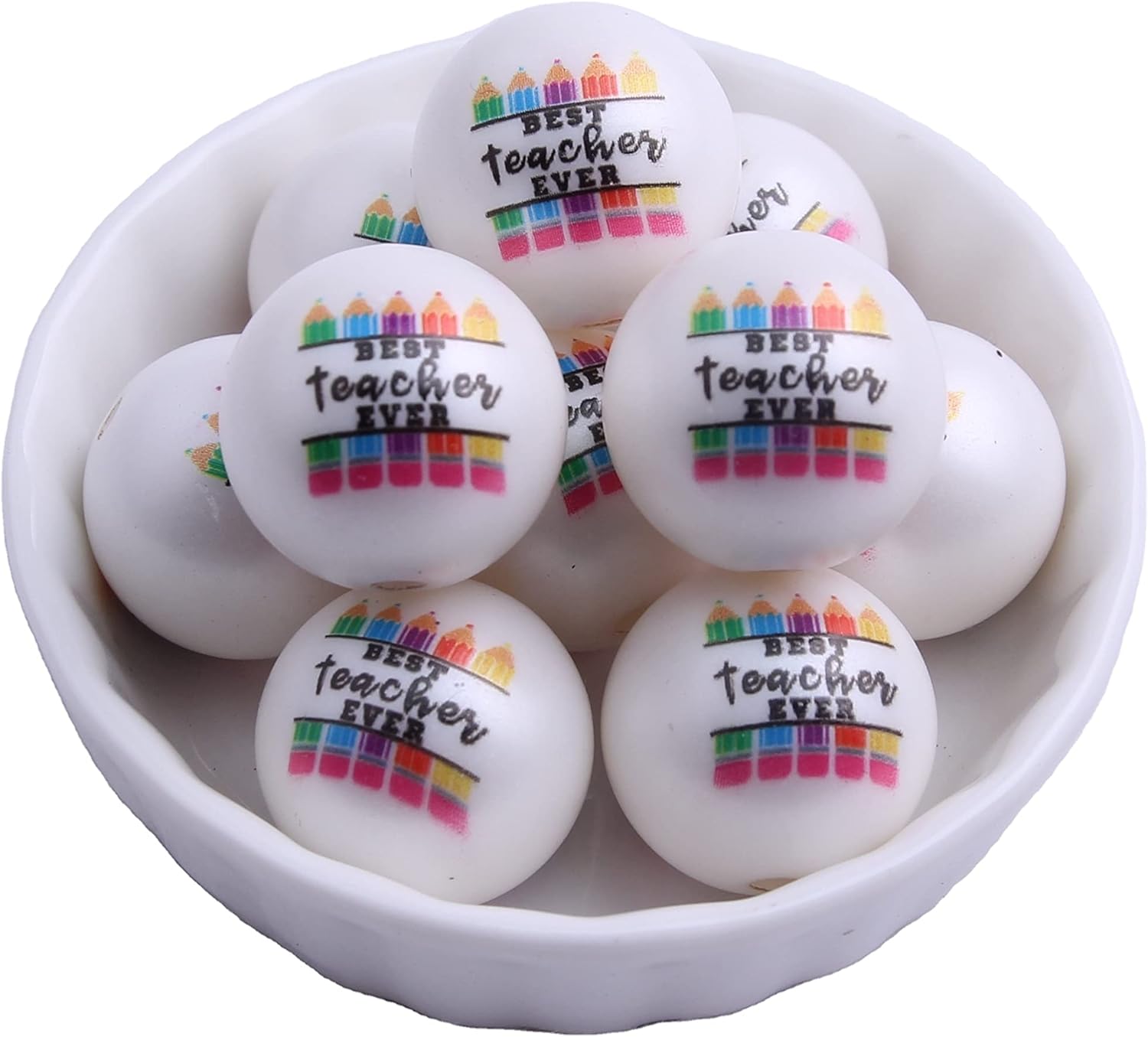 Davitu Kwoi Vita 20MM Newest Chunky Large Print Teacher Acrylic Matte Pearl Beads for Jewelry Making s - (Color: Show, Item Diameter: 12mm 1000pcs)