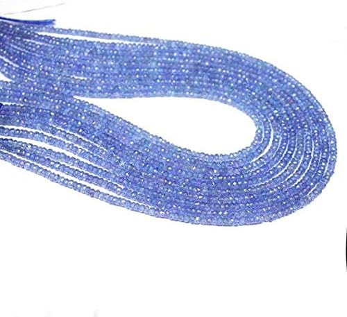 4 Strand Lot Natural Tanzanite Faceted Rondelle Micro Gemstone Craft Loose Beads 13 Inch Long 3mm Code-HIGH-1132