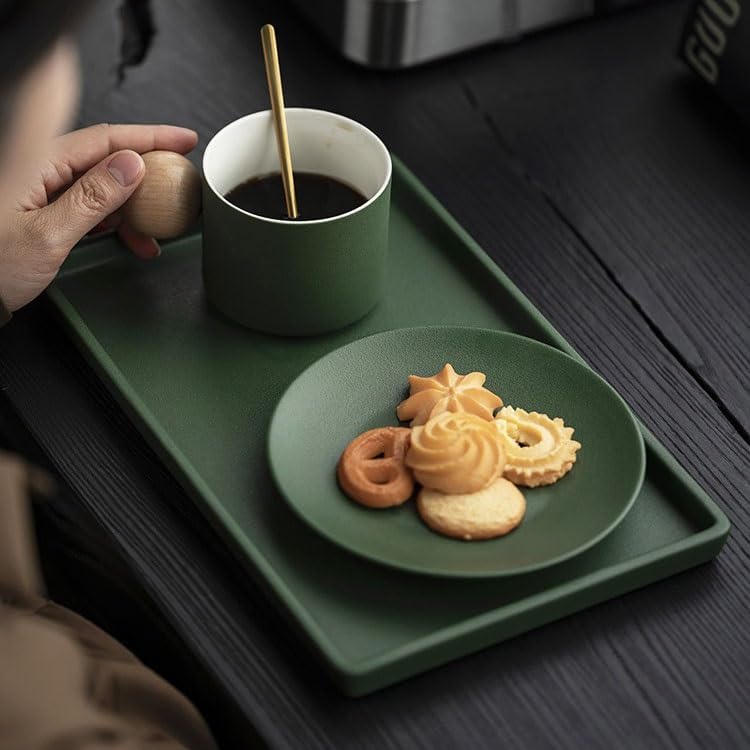 Tray Ceramic Simple Tea Tray Small Tray Japanese Style and Wind Dry Tea Table Home Dry Tea Rectangular Small Tea Table Tray Serving Trays