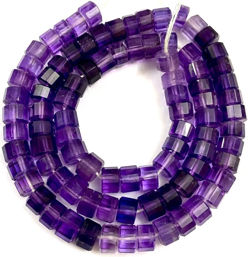 Natural Purple Amethyst Round Faceted Beads 5X6 16 inch Long String Jewelry Making Gemstone Beads for Necklace Bracelet