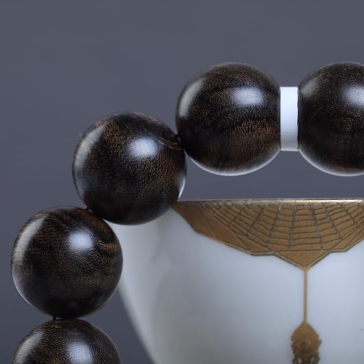 Brunei Agarwood Old Wood Sinking Beads 20mm Black Oil Coarse Snake Skin Pattern Full Condition Rich