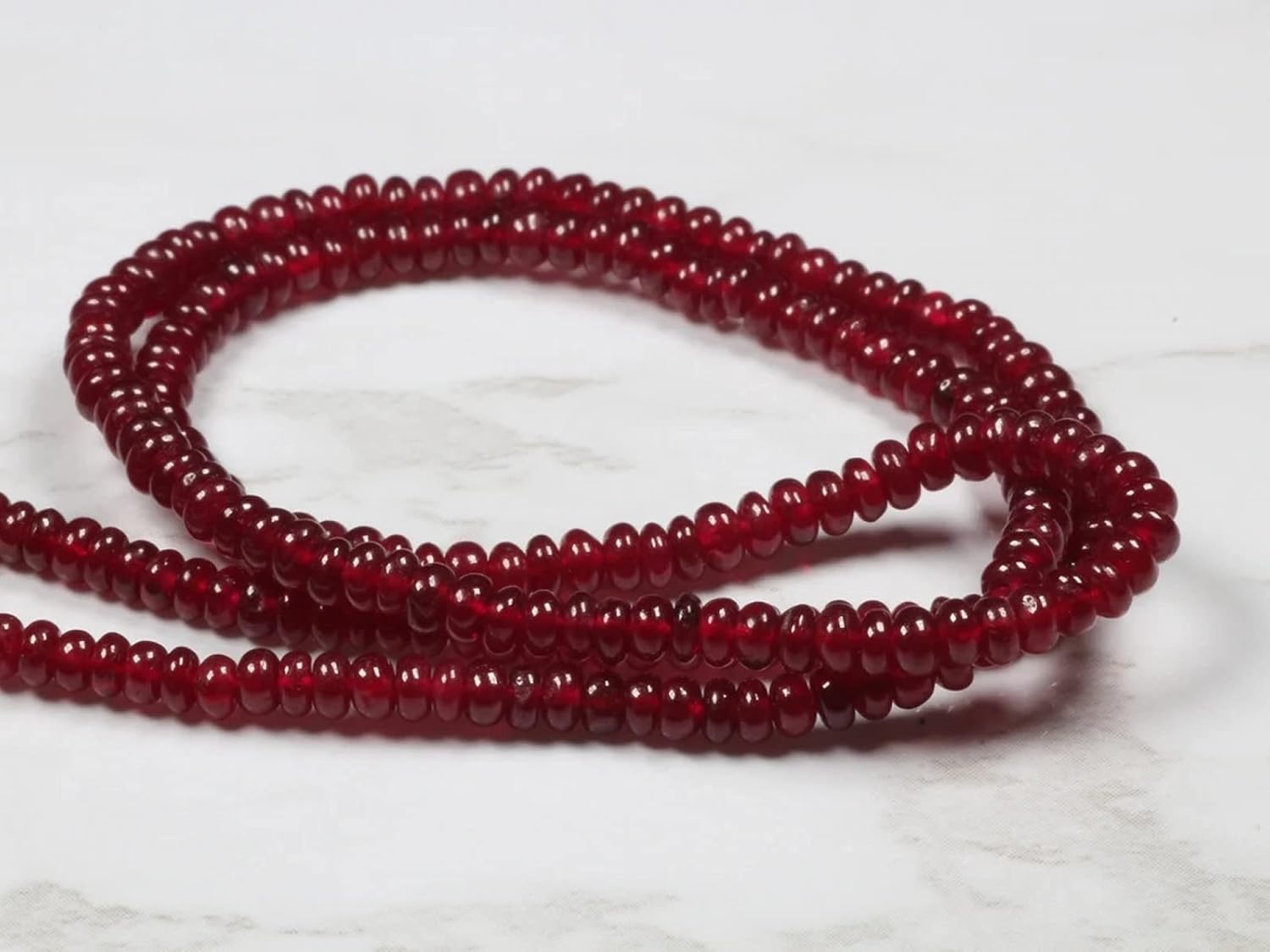 1 Strand Red Ruby 3mm Smooth Rondelles 16