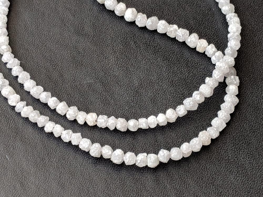 2.5-4mm Natural White Gray Raw Diamond Beads, Rough Diamond Rondelle Beads, White Gray Diamond Beads, Diamond Jewelry (4IN To 16IN) - PPD173, 2.5-4 MM Approx.