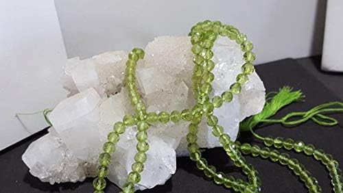 Natural Perit Faceted Round Beads 4.5-5.5mm 14 in. Green Gemstone, Full Strand Code-HIGH-60631