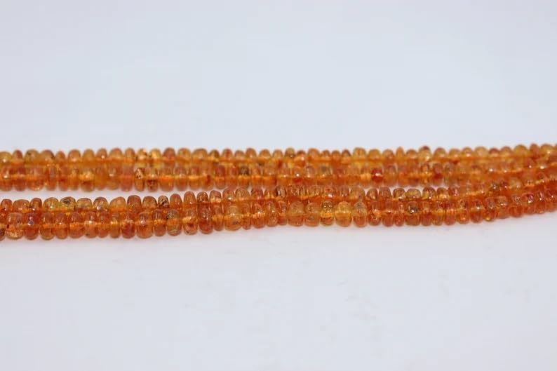Spessartite Garnet Smooth Rondelle Beads 4-6 mm AAA Mandarin Garnet Beads Orange Garnet Smooth Beads Fanta Garnet Plain Beads