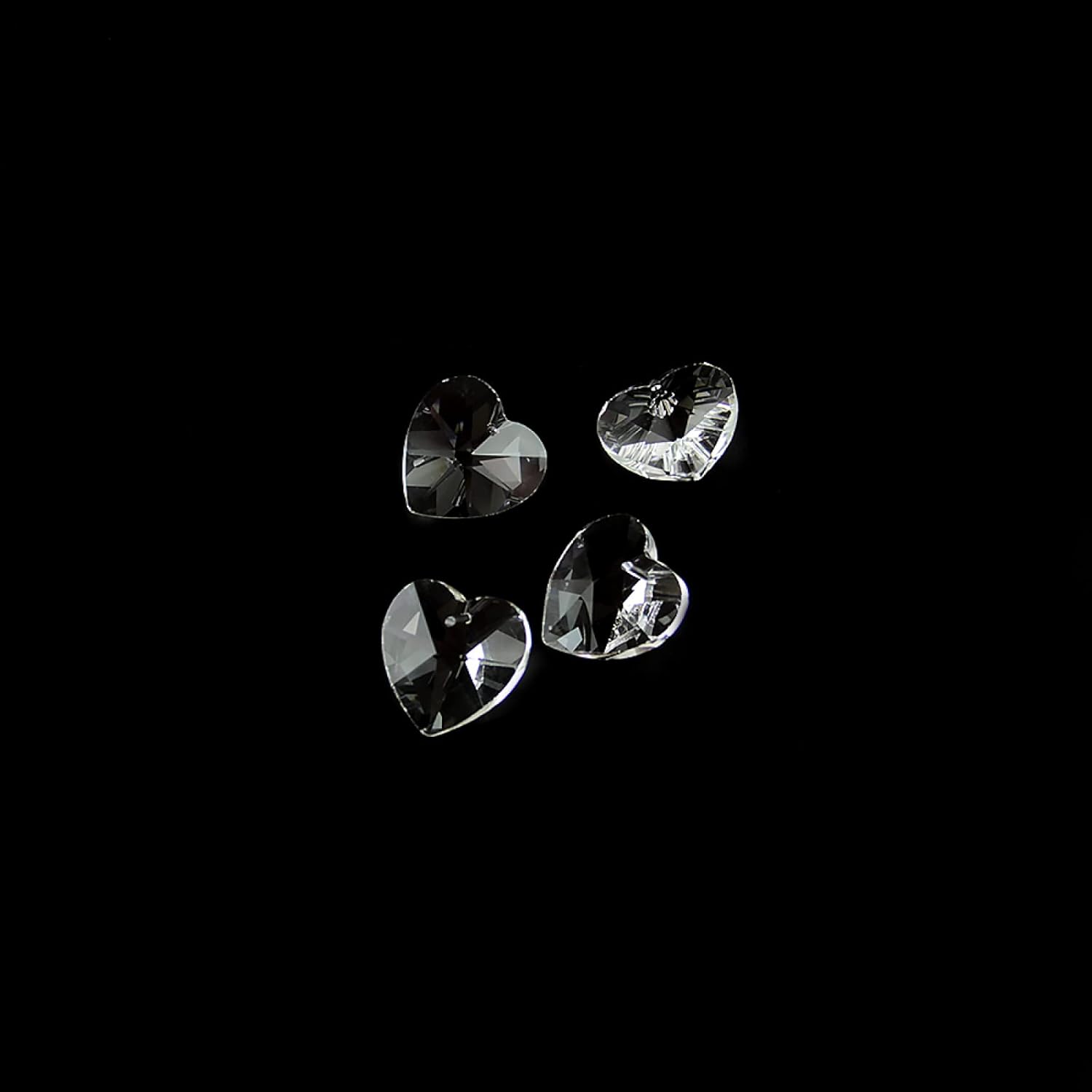 14mm Clear 100pcs-2000pcs Crystal Heart Shape 1 Hole Glass DIY Loose Beads Chandelier Prism Suncatchers,Clear,2000pcs