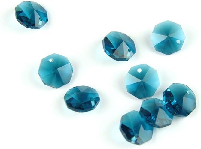 Hanging Crystals Prisms Blue 14mm Octagon Beads 100pcs/1000pcs Material Window Accessories Crystal Prisms Hangings Crystals for Decoration(1 Hole,1000pcs)