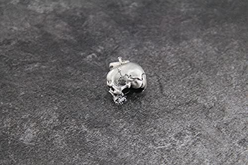 S925 Sterling Silver Half Tooth Skeleton EDC Bead DIY Paracord Keychain Bead Bracelet Accessories Bead,Necklace Pendant Bead,Lanyard Bead,Brass Charms