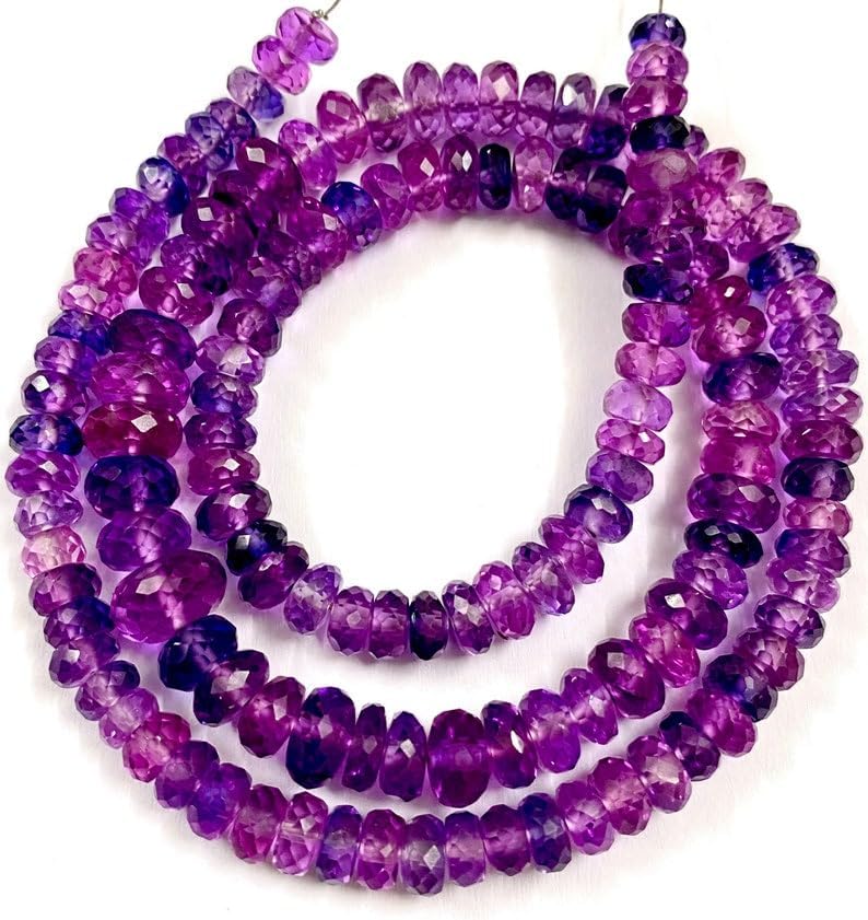 Natural Pinkish~Purple Sapphire roundelle facated Beads 5.5-7 MM 19 inch Long String Jewelry Making Gemstone Beads for Necklace Bracelet