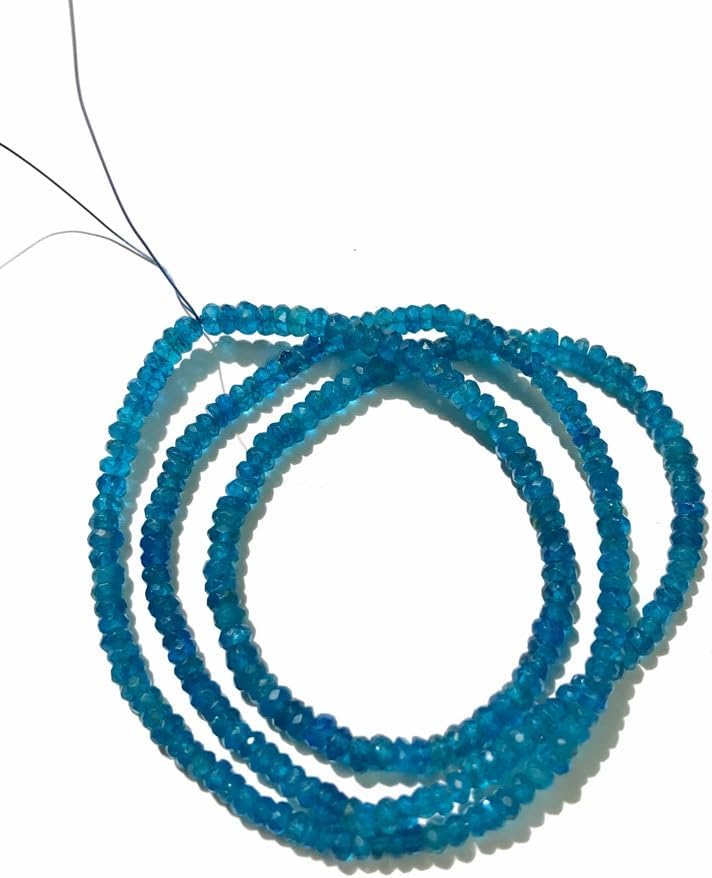 Natural NEON Blue rondelle Faceted Beads 3mm 15 inch Long String Jewelry Making Gemstone Beads for Necklace Bracelet