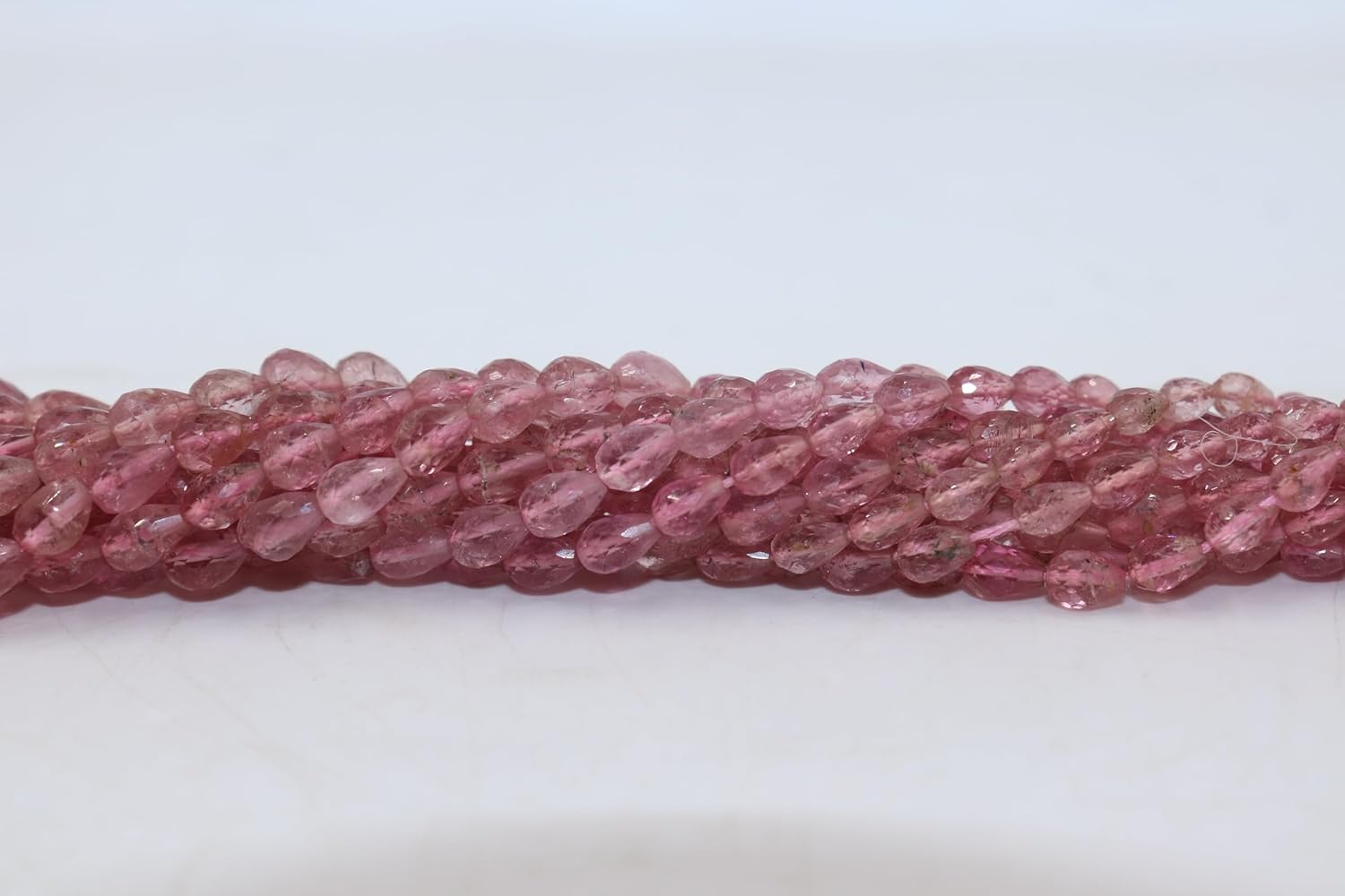 Natural Pink Tourmaline Faceted Drop Beads, AAA+ Quality, 5x7mm Size, Crystal Gemstone Strand for Jewelry Making