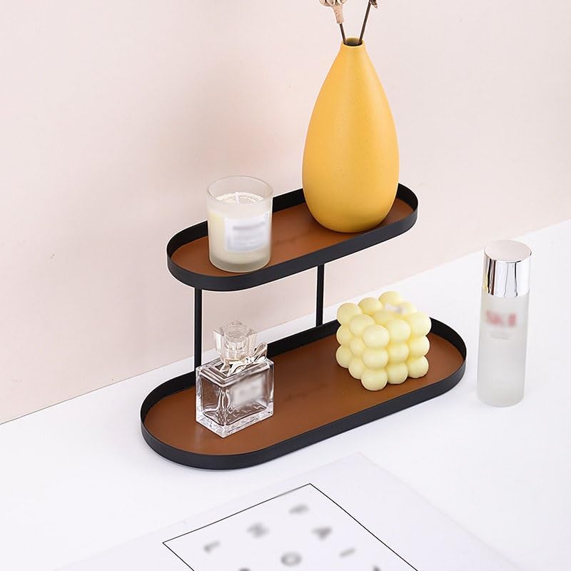 Tray Double-Layer Storage Tray Aromatherapy Candle Tray Cake Jewelry Display Tray Desktop Storage Double-Layer Tray Serving Trays(B,Medium)