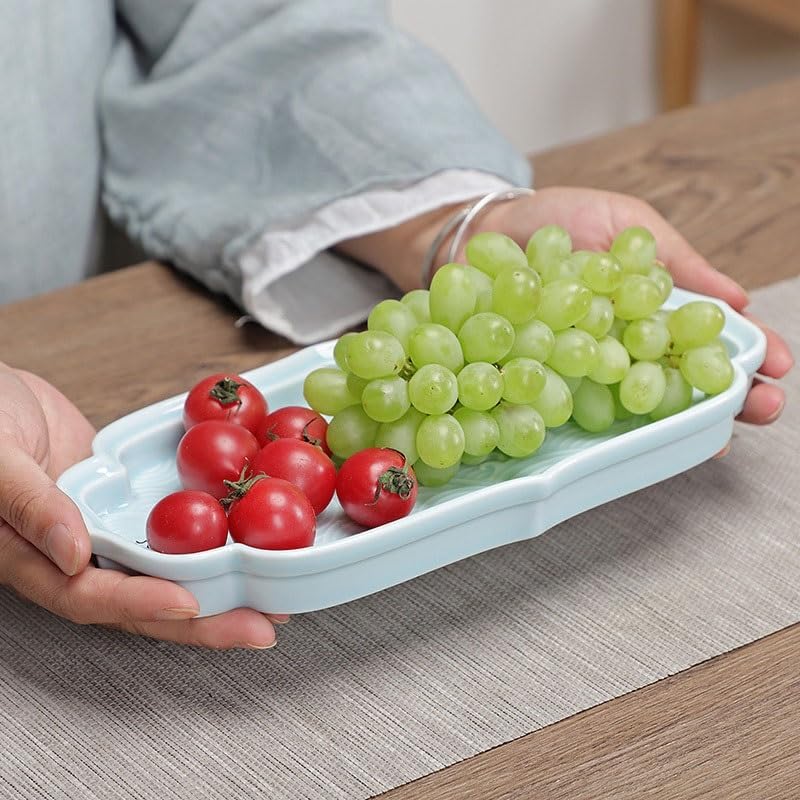 Tray Chinese Xiangyun Ceramic Dessert Tray Afternoon Tea Tray Tea Tray Tea Restaurant Tea Tray Snack Fruit Tray Cake Tray Serving Trays(Black,A)