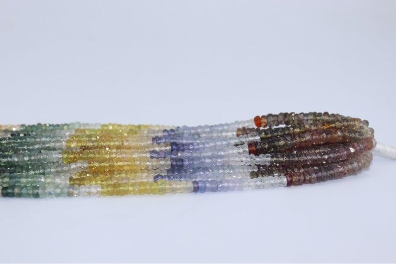 Multi Sapphire Faceted Rondelle Beads 4-5 mm Multi Rainbow Beads Multi Sapphire Beads Wholesale Beads Multi Sapphire Beads